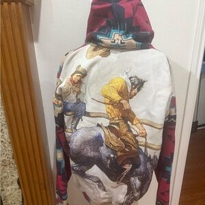 Western Rodeo Graphic Hoodie with Aztec Accents